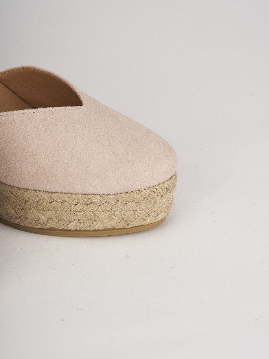 Espadrillas tacco 5cm camoscio rosa