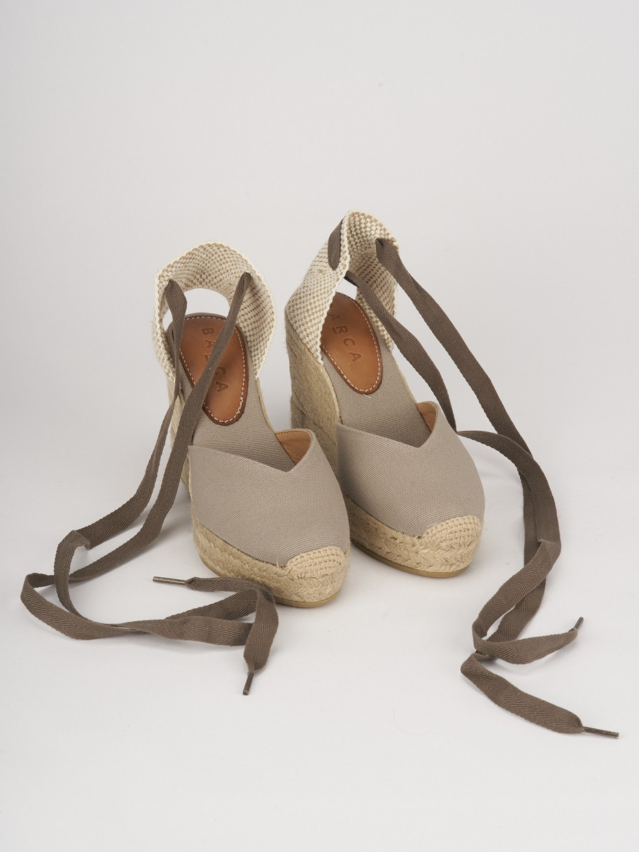 Espadrillas tacco 8cm pelle beige