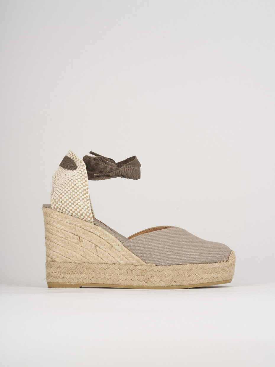 Espadrillas heel 8 cm beige leather