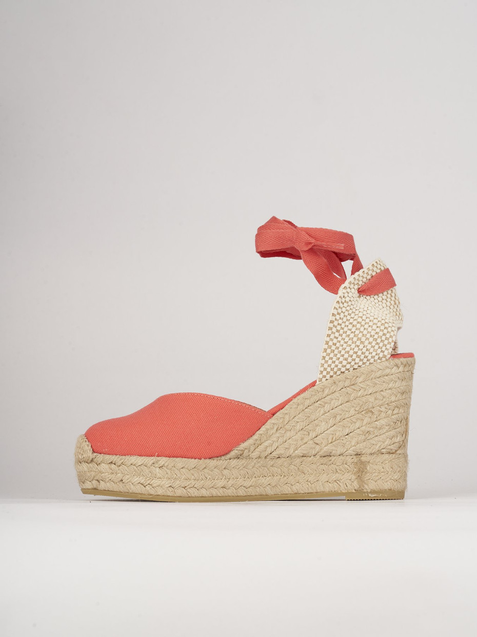 Espadrillas heel 8 cm red leather