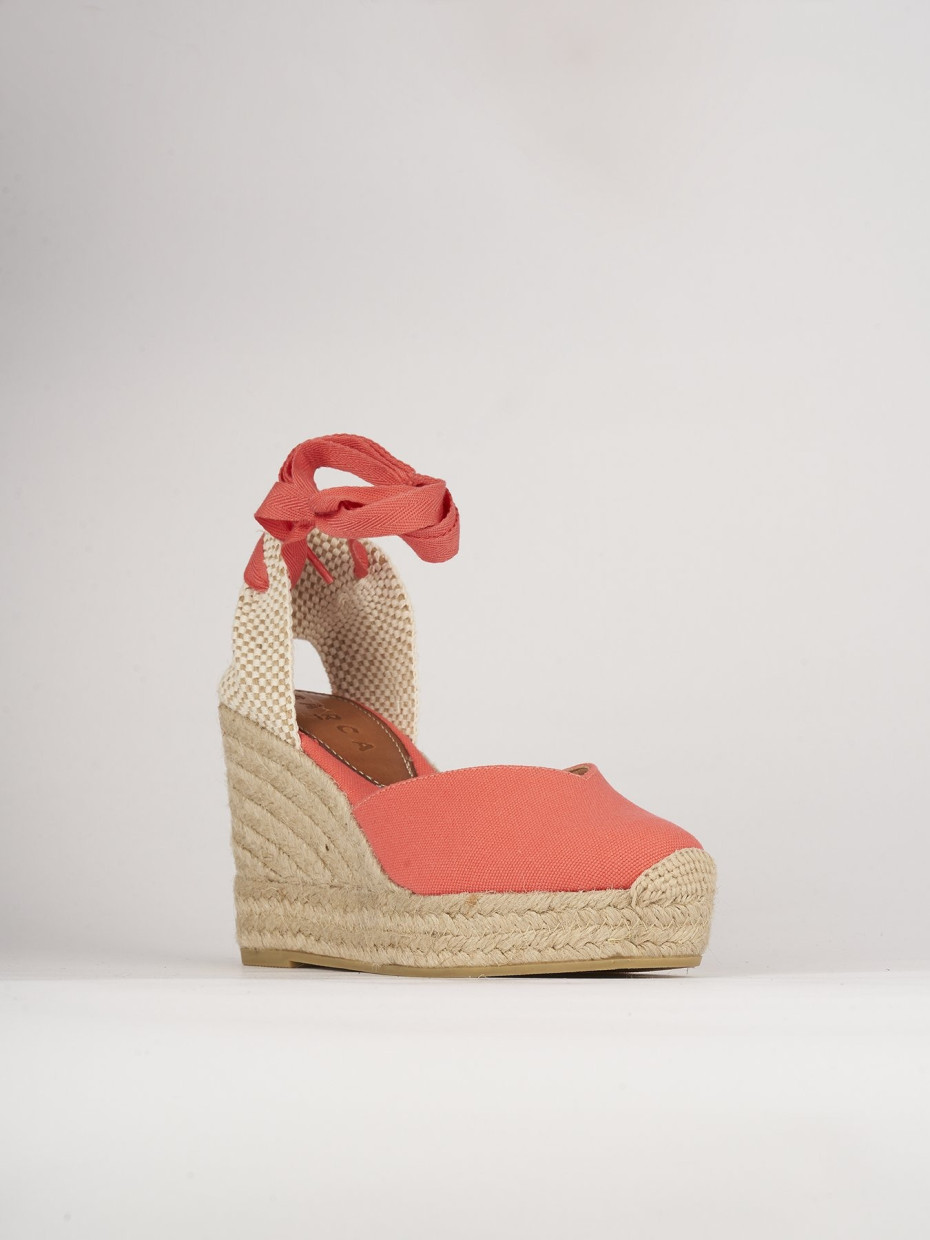 Espadrillas heel 8 cm red leather