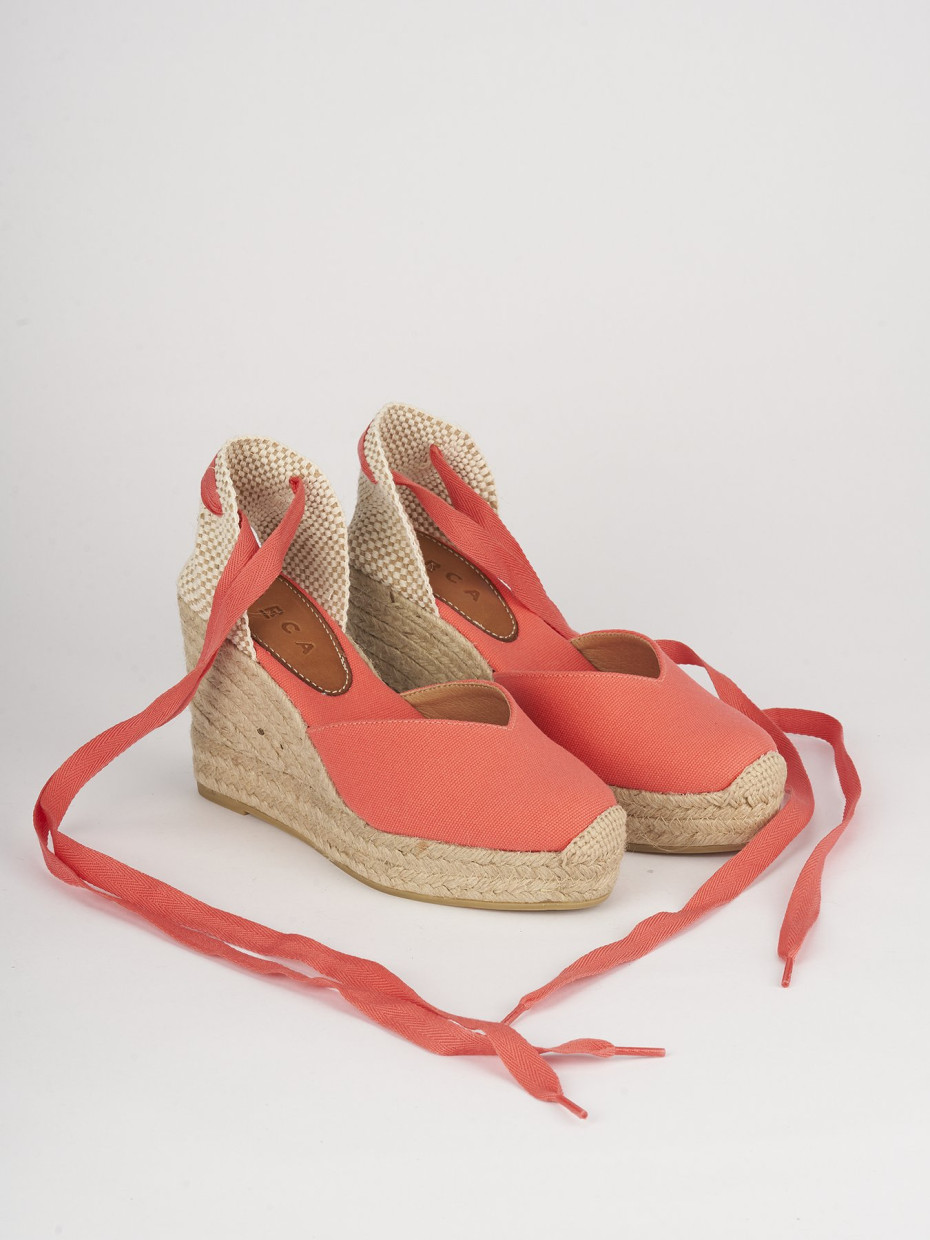 Espadrillas tacco 8cm pelle rosso