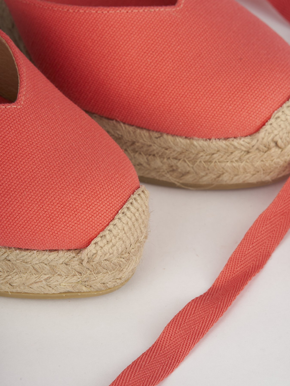 Espadrillas heel 8 cm red leather