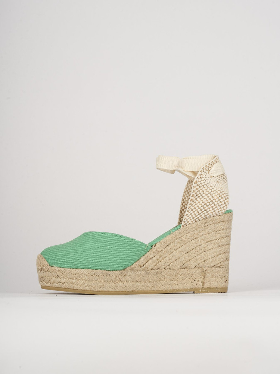 Espadrillas tacco 8cm pelle verde