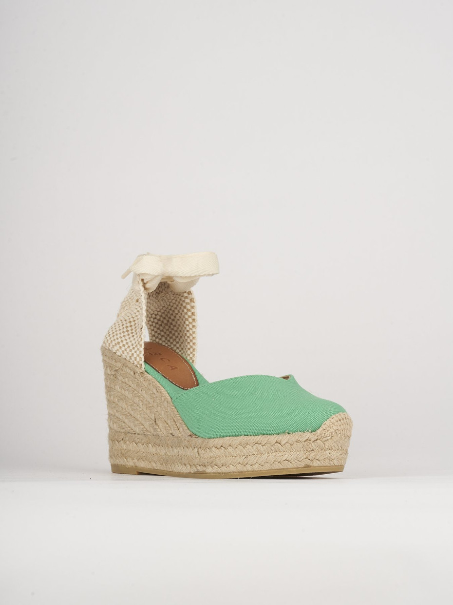 Espadrillas tacco 8cm pelle verde