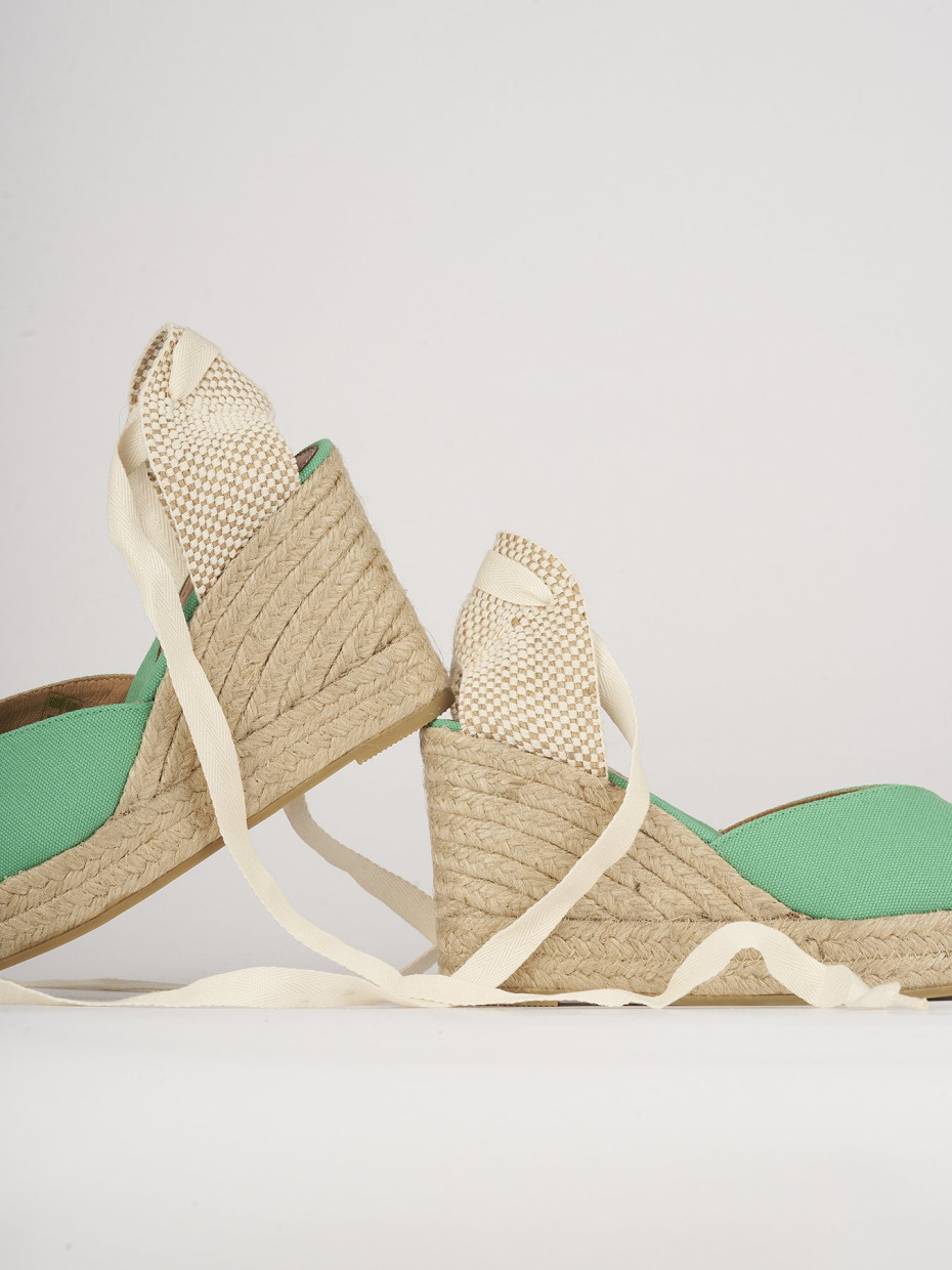 Espadrillas heel 8 cm green leather