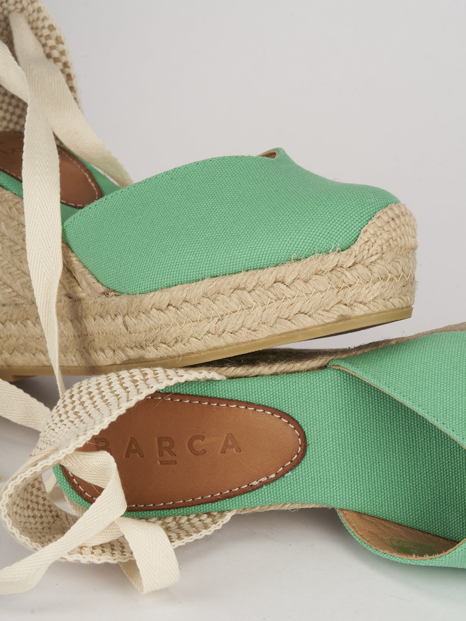 Espadrillas tacco 8cm pelle verde