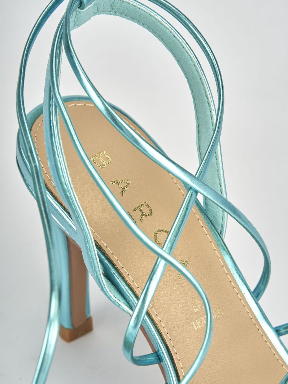 Sandalo tacco 8 cm azzurro pelle