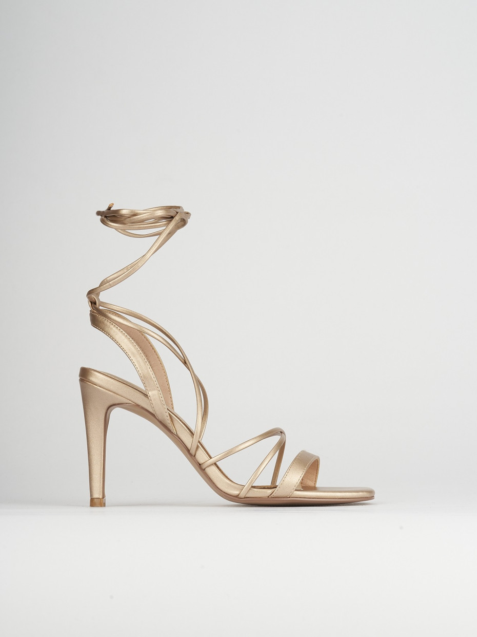 High heel sandals heel 8 cm bronze leather