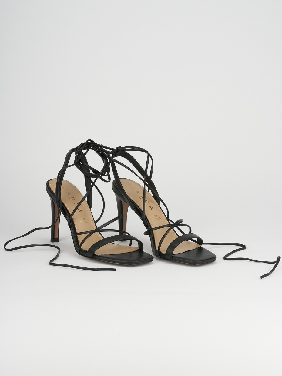 Sandalo tacco 8 cm nero pelle