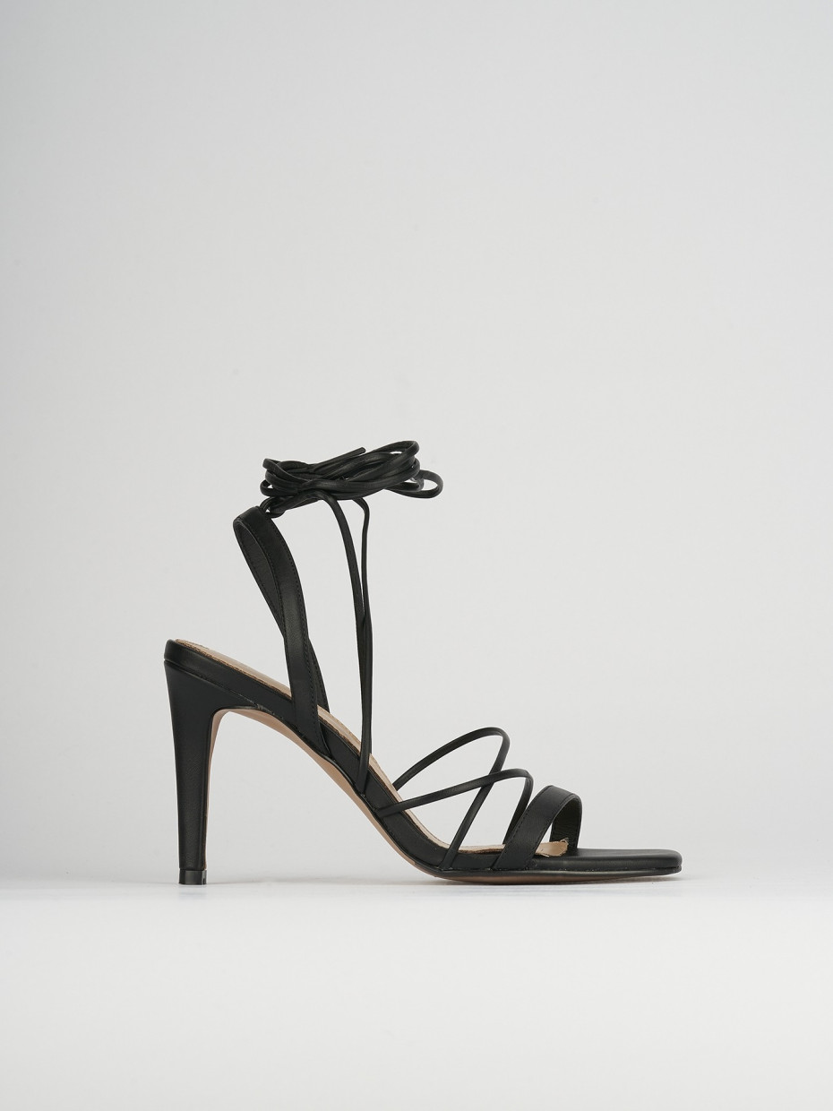 High heel sandals heel 8 cm black leather