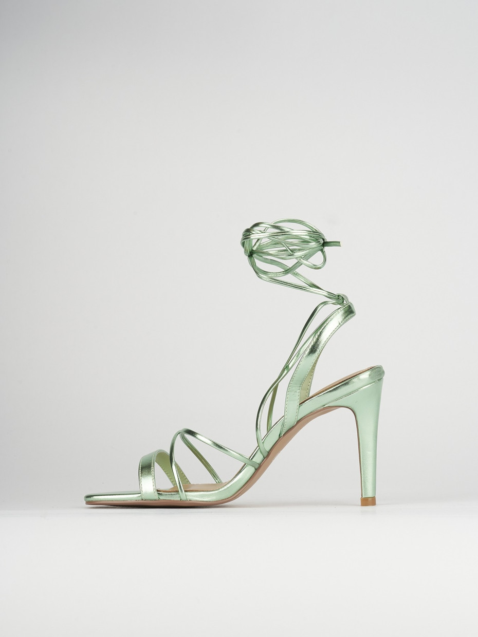 Sandalo tacco 8 cm verde pelle