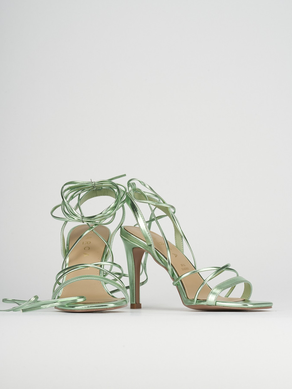 Sandalo tacco 8 cm verde pelle