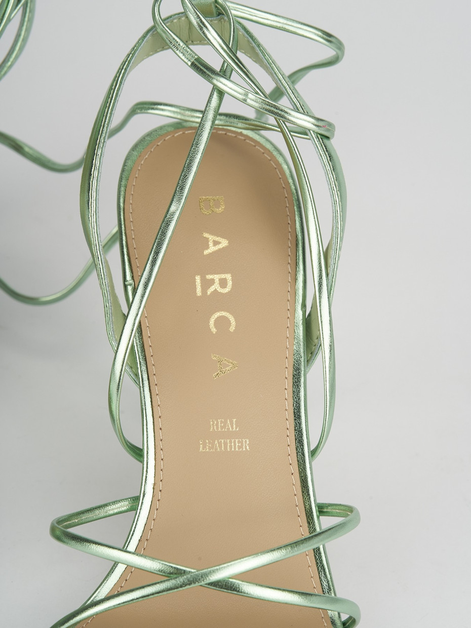 Sandalo tacco 8 cm verde pelle