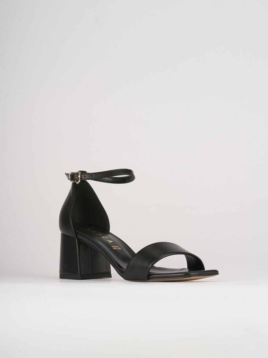 Sandali tacco 5cm pelle nero