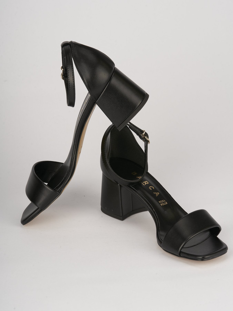 Sandali tacco 5cm pelle nero