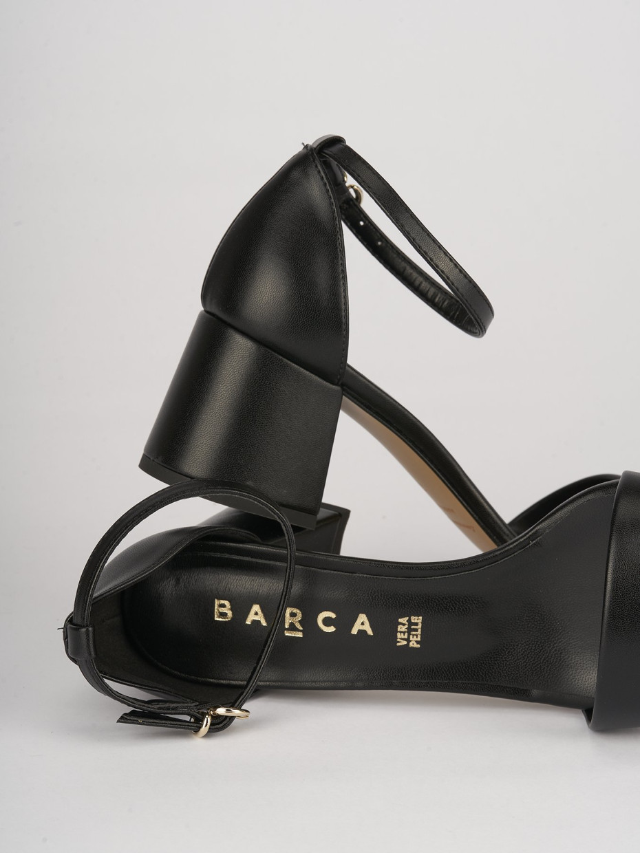 Sandali tacco 5cm pelle nero