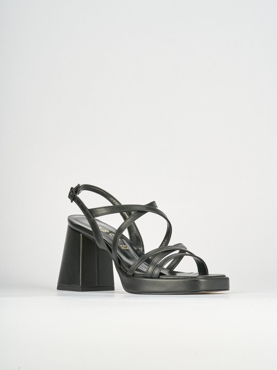 Sandali tacco 8cm pelle nero
