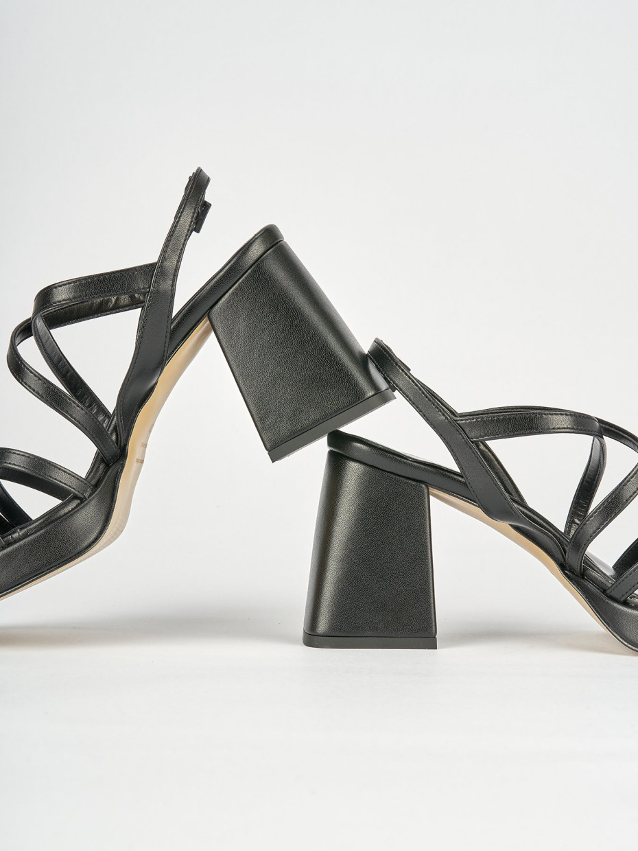 Sandali tacco 8cm pelle nero