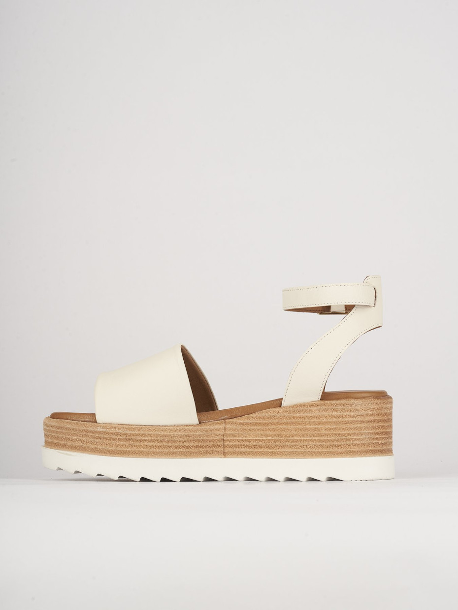Wedge heels heel 6 cm white leather