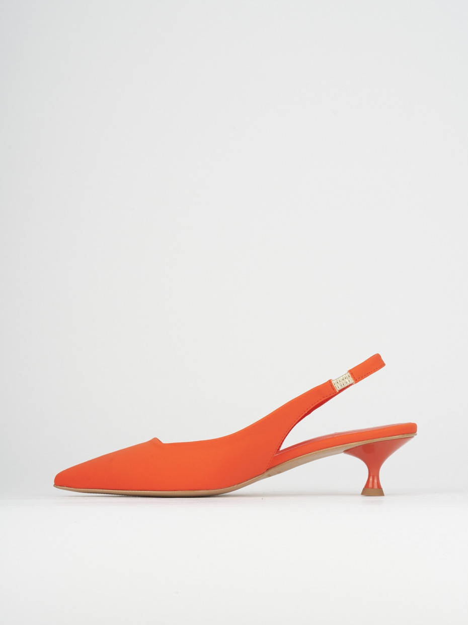 Décolleté e slingback tacco 5cm licra arancio