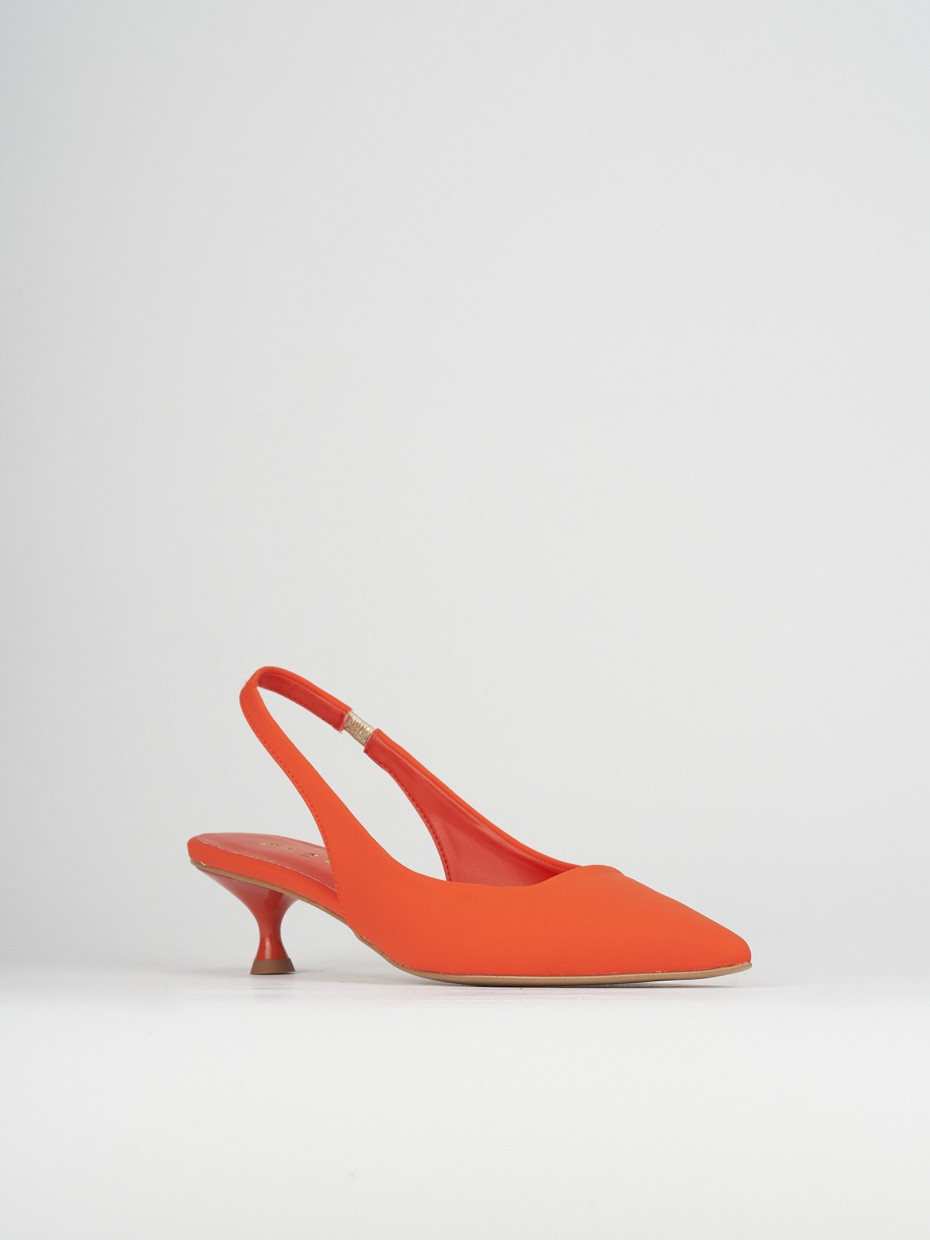 Décolleté e slingback tacco 5cm licra arancio