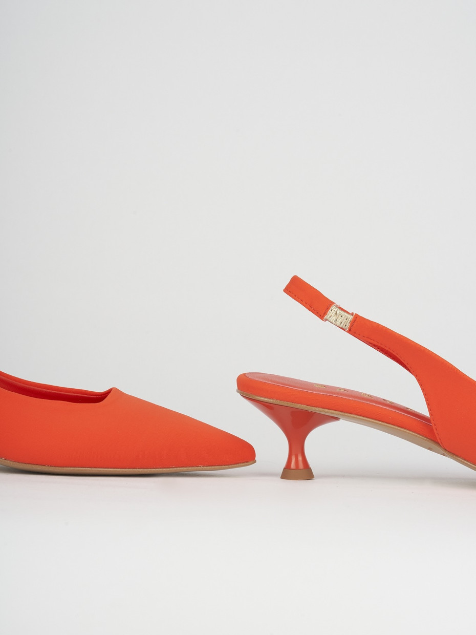 Décolleté e slingback tacco 5cm licra arancio