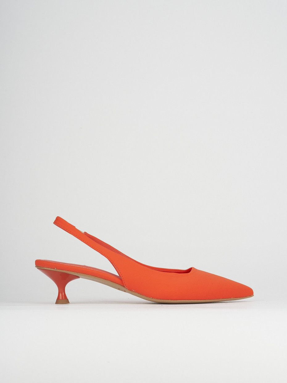 Décolleté e slingback tacco 5cm licra arancio