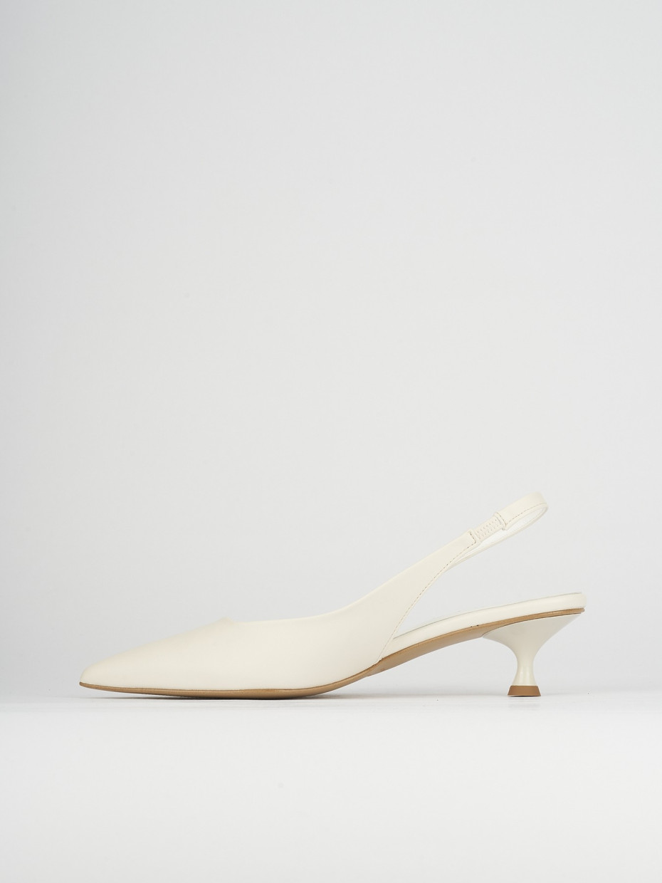 Décolleté e slingback tacco 5cm pelle bianco