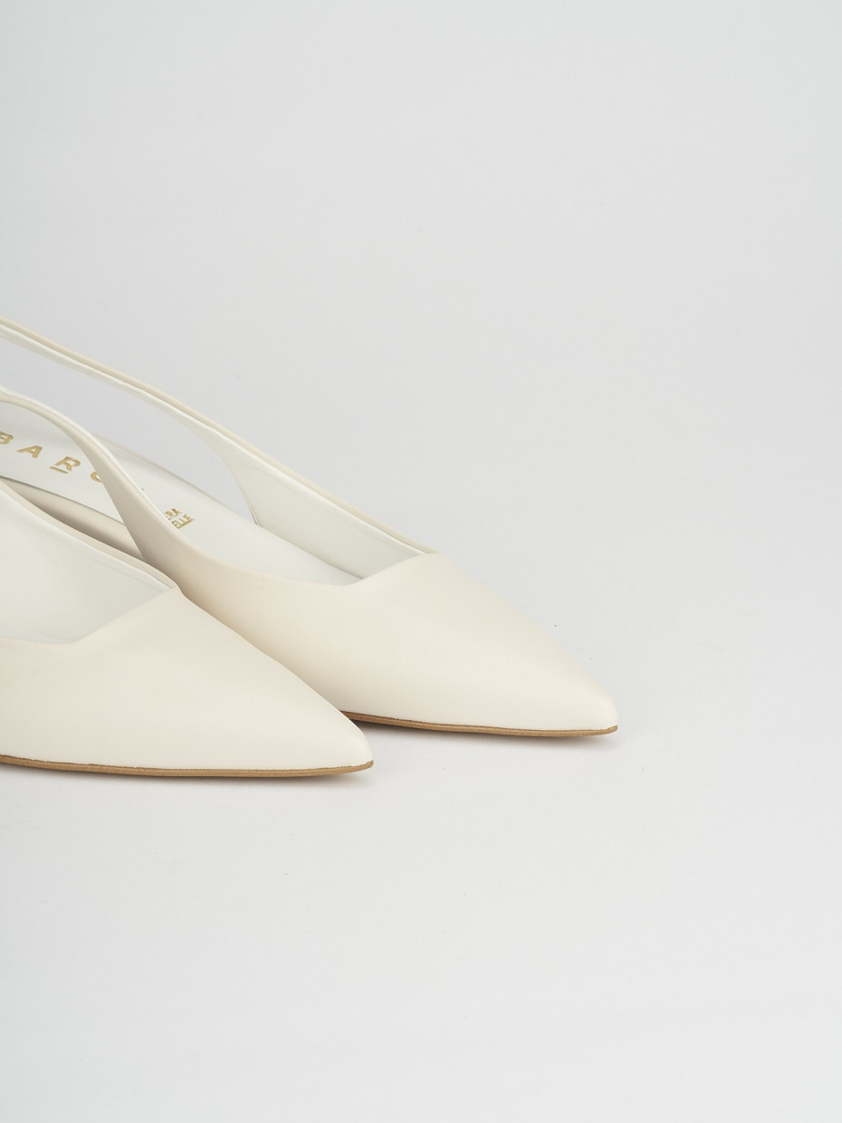 Décolleté e slingback tacco 5cm pelle bianco