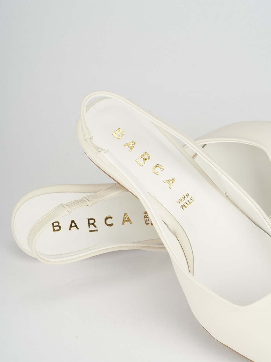 Décolleté e slingback tacco 5cm pelle bianco