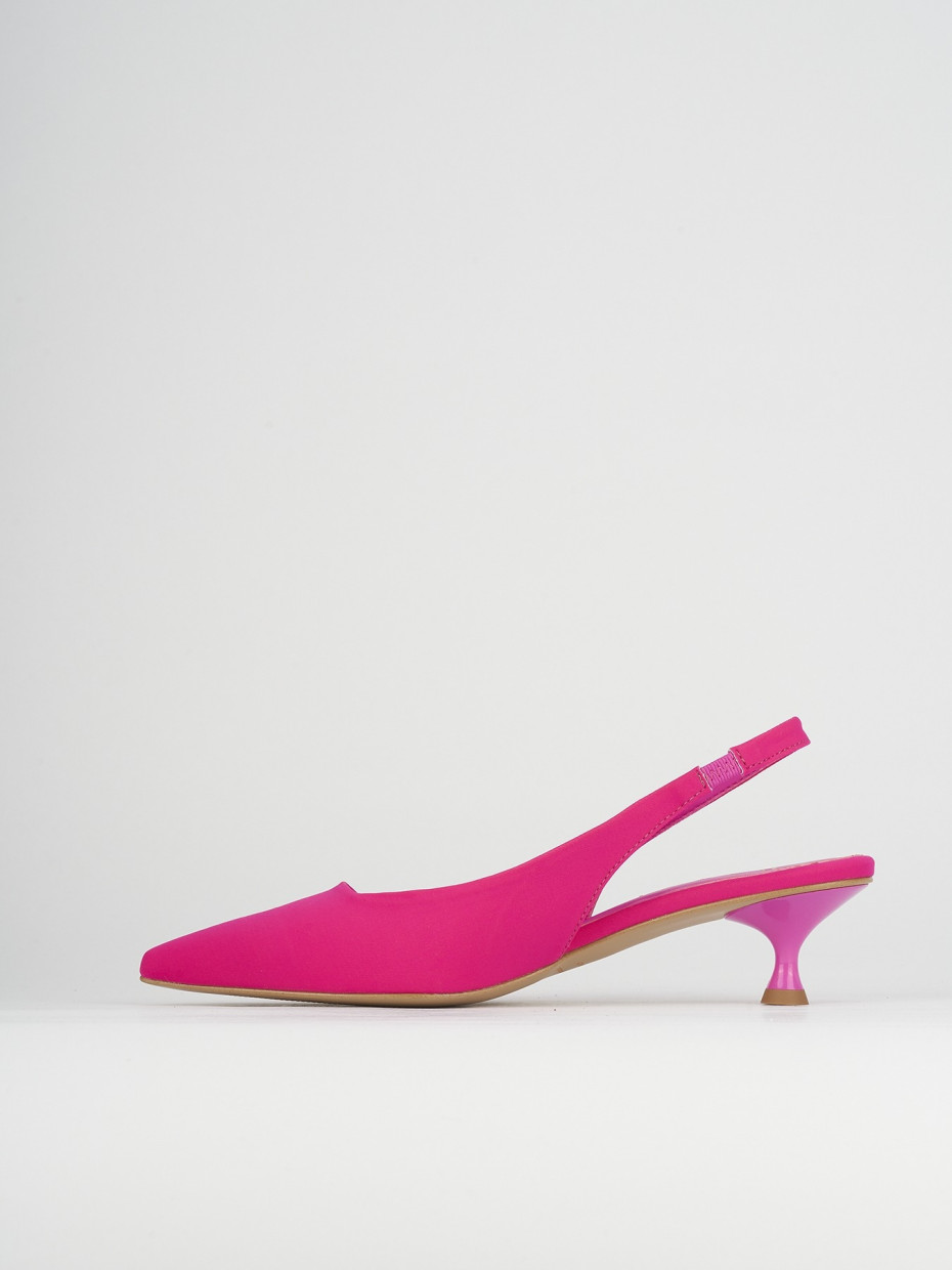 Décolleté e slingback tacco 5cm licra rosa