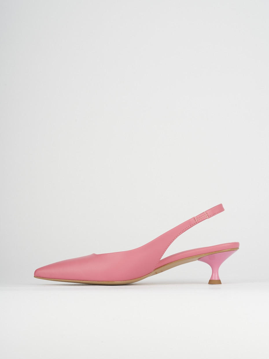 Décolleté e slingback tacco 5cm pelle rosa
