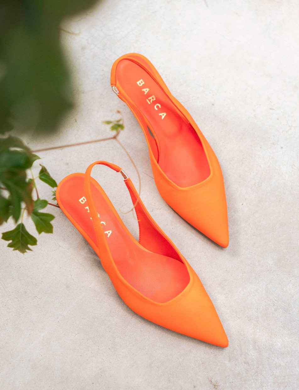 Décolleté e slingback tacco 5cm licra arancio