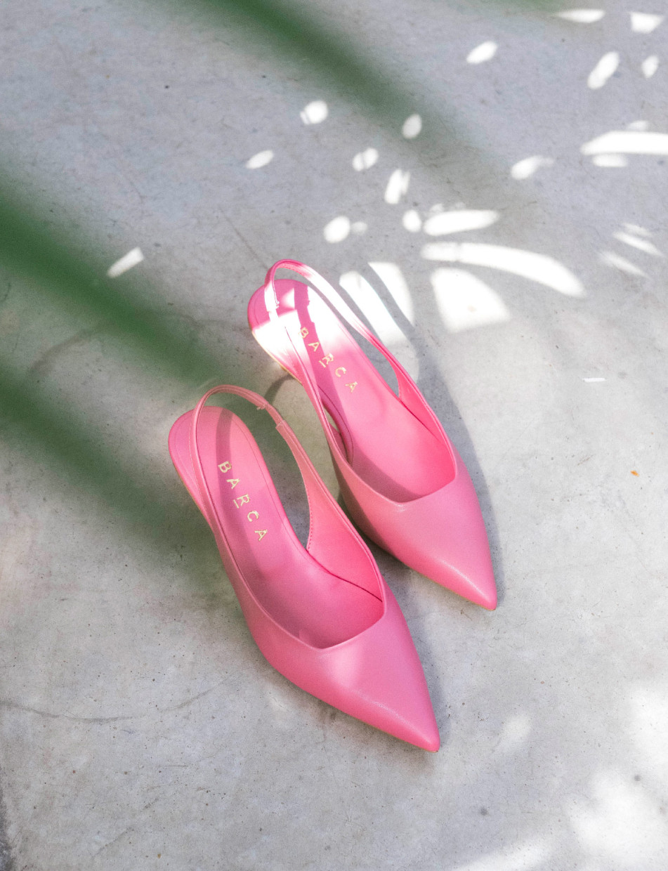 Décolleté e slingback tacco 5cm pelle rosa