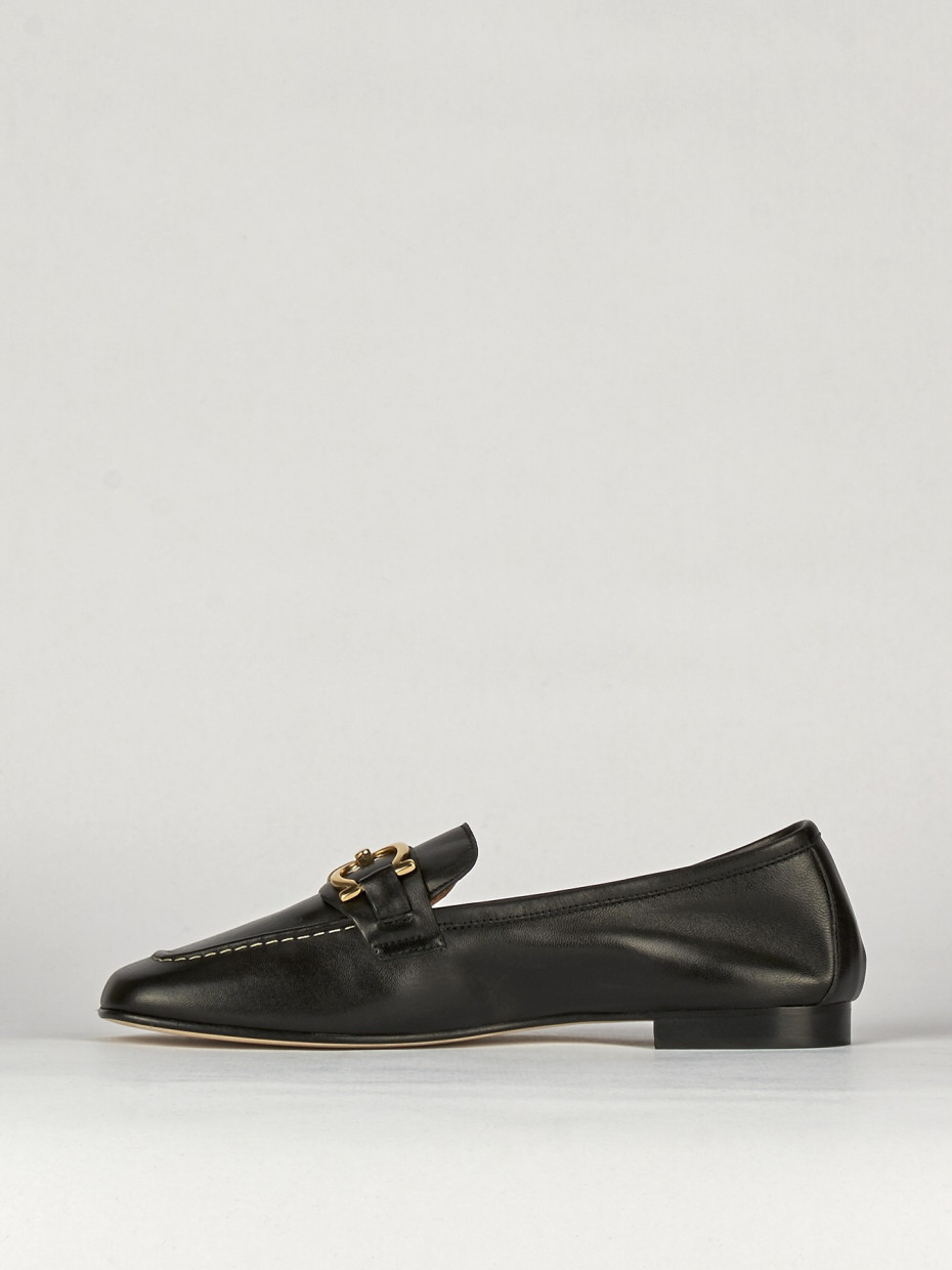 Mocassino tacco 1 cm nero pelle