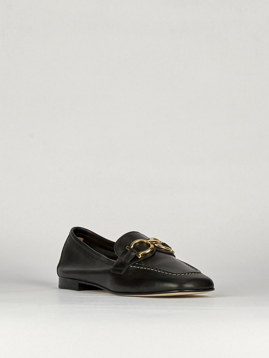 Mocassino tacco 1 cm nero pelle