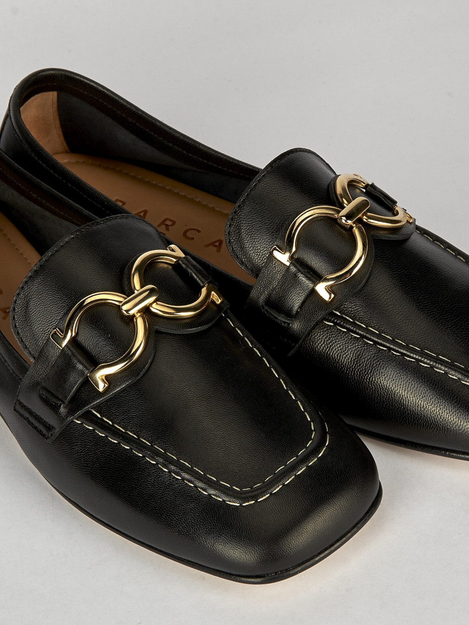 Mocassino tacco 1 cm nero pelle