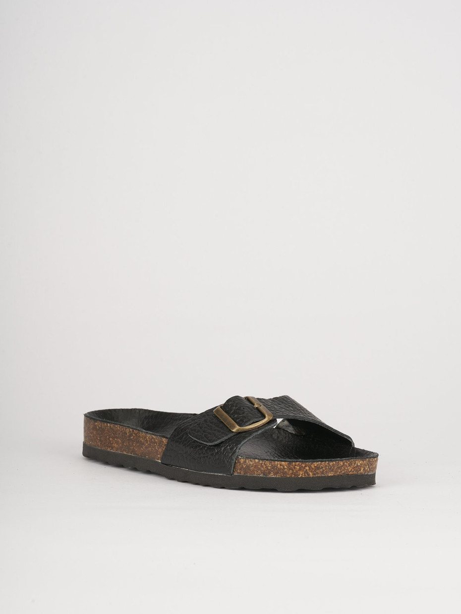 Slippers black leather