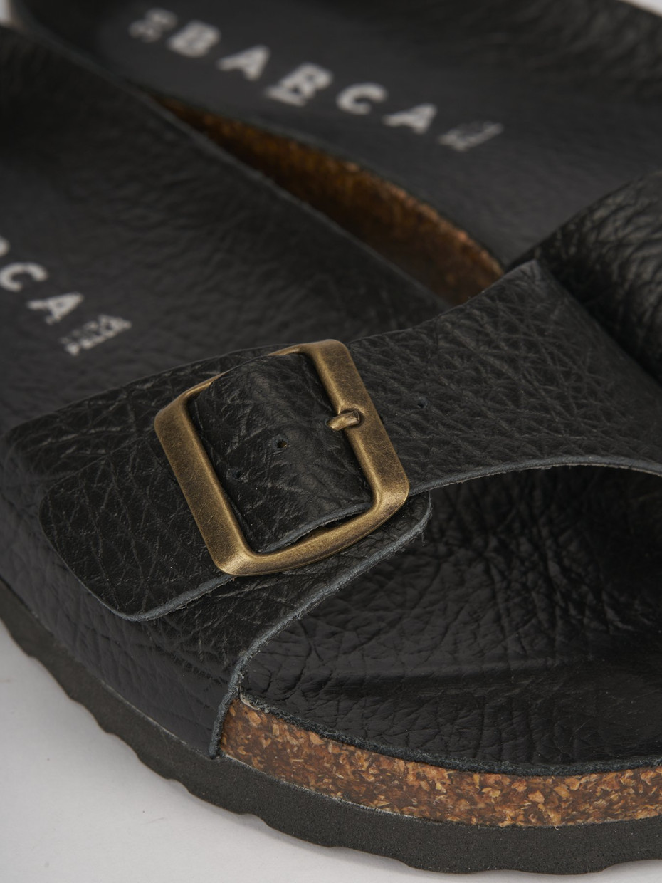 Slippers black leather