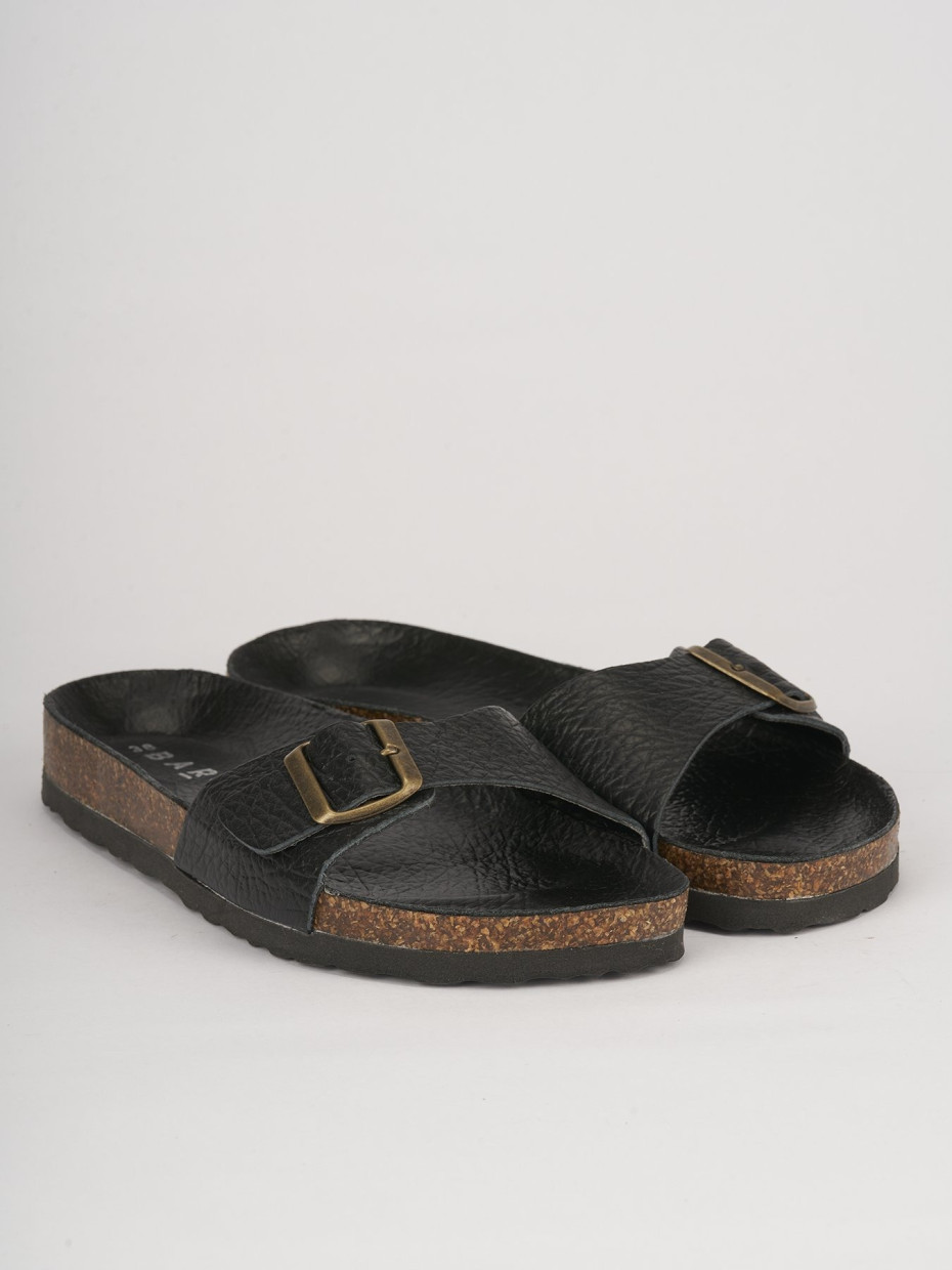 Slippers black leather