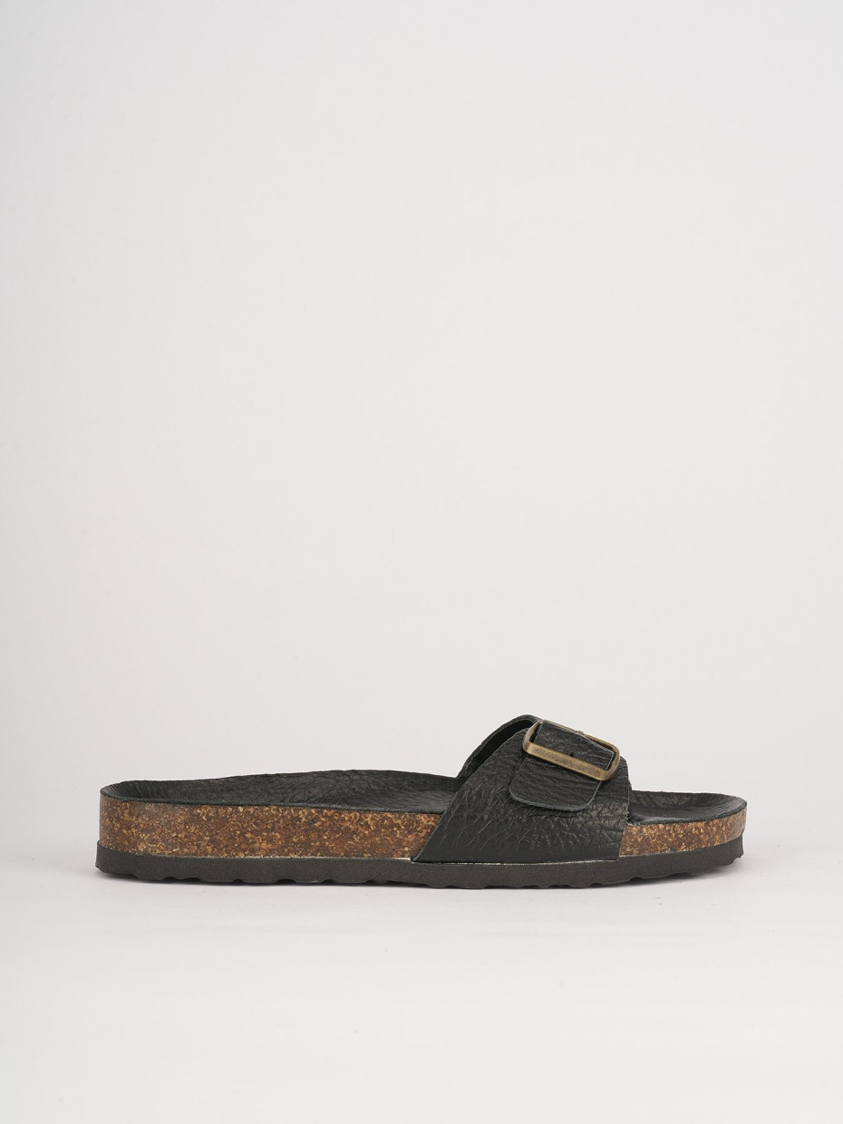 Slippers black leather