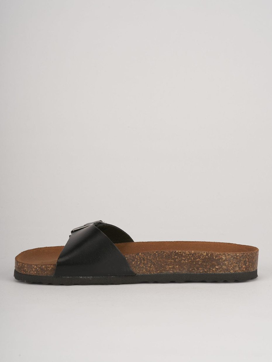 Slippers black leather