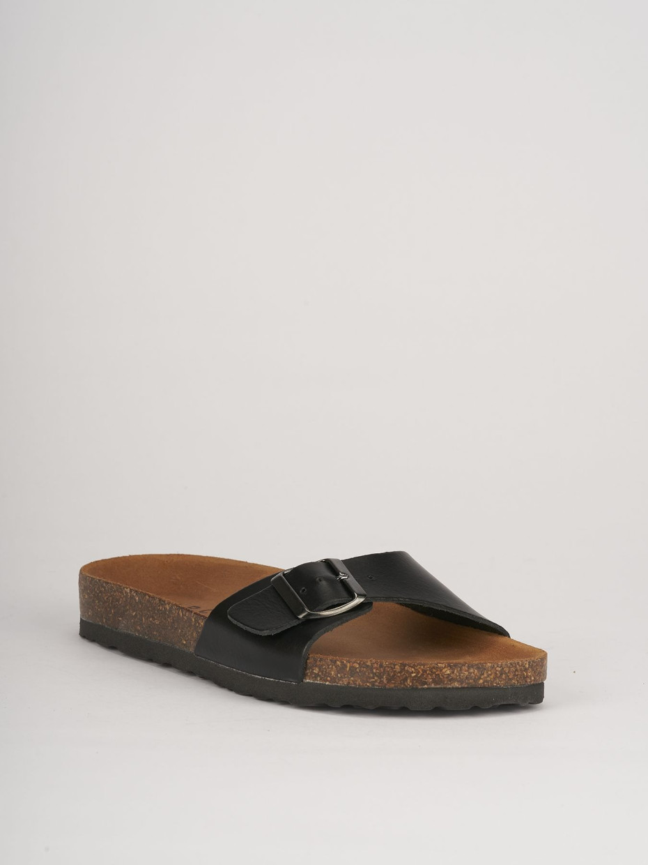 Slippers black leather