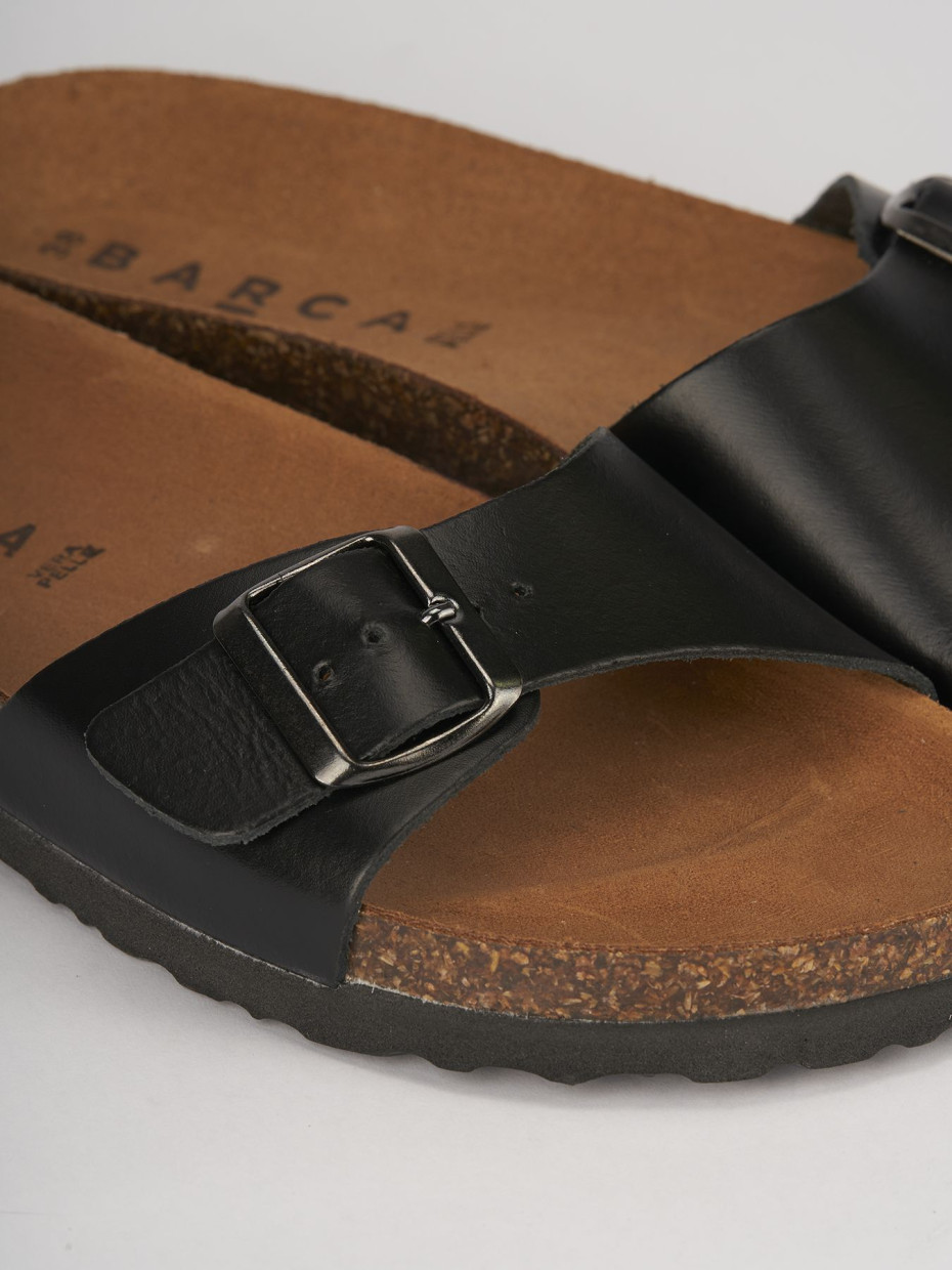 Slippers black leather