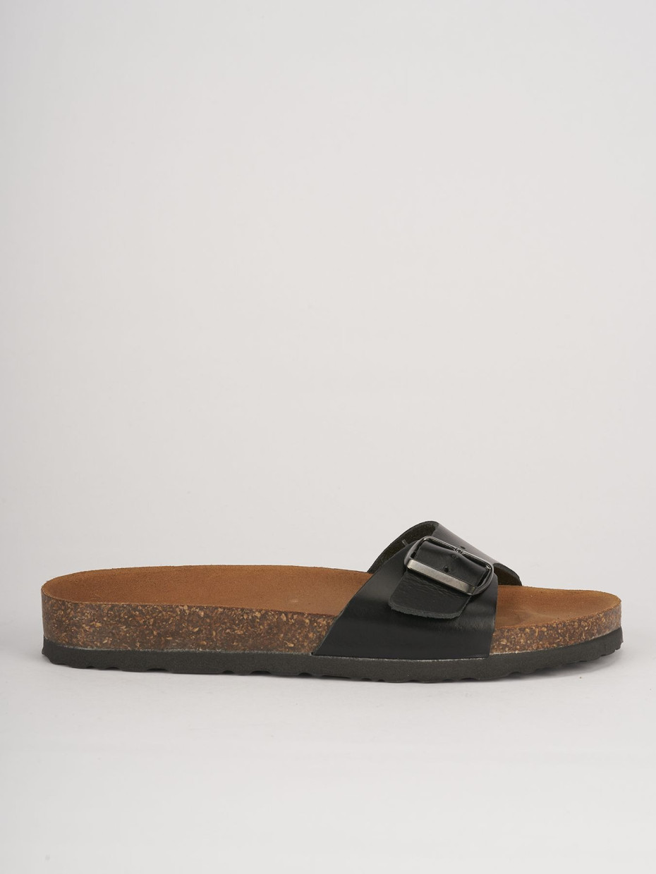 Slippers black leather