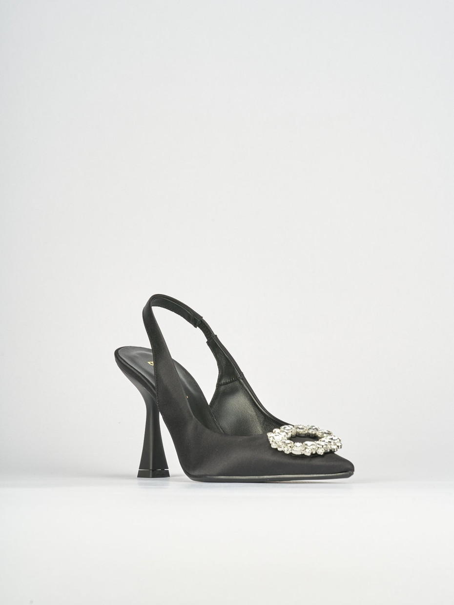 Décolleté e slingback tacco 9cm raso nero