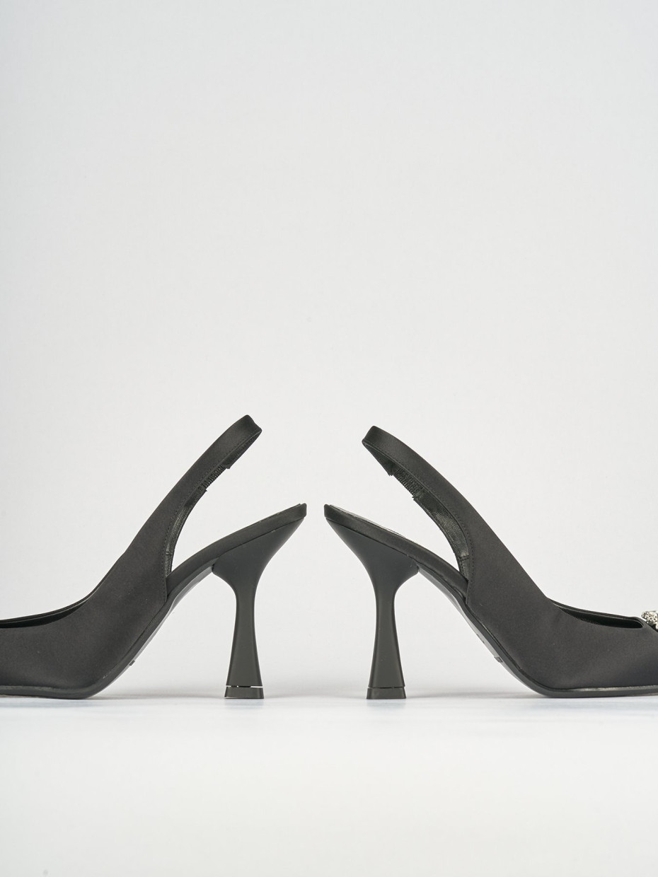 Décolleté e slingback tacco 9cm raso nero