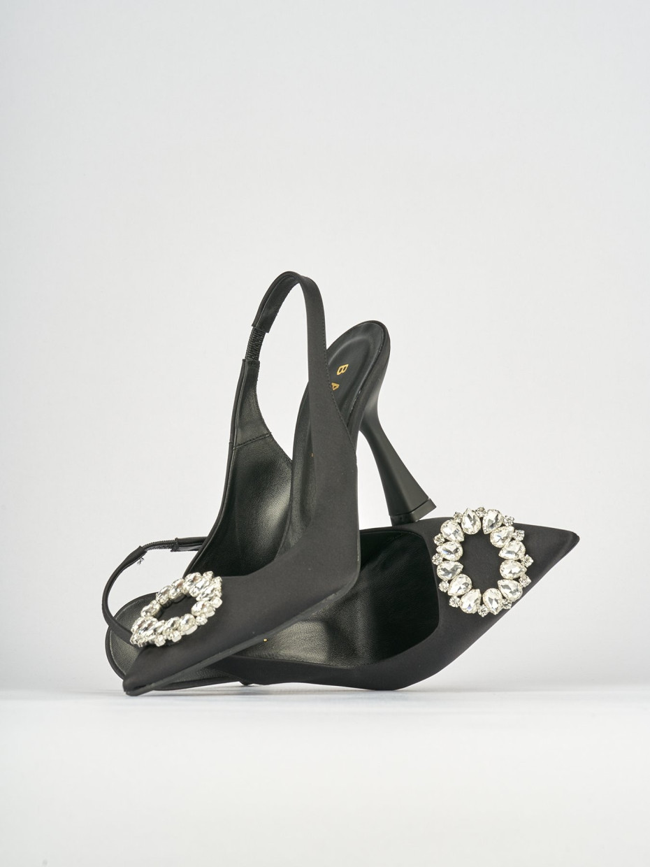 Décolleté e slingback tacco 9cm raso nero
