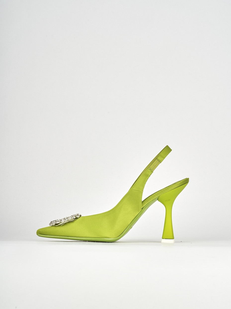 Pumps heel 9 cm green satin